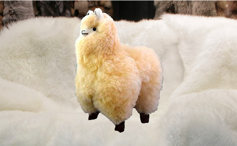 Wow, So Soft! Alpaca Plush Toy Standing or Sitting - Handmade - 100% Baby Alpaca Fur From Peru.
